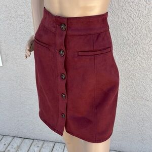 High Waist Faux Suede Skirt